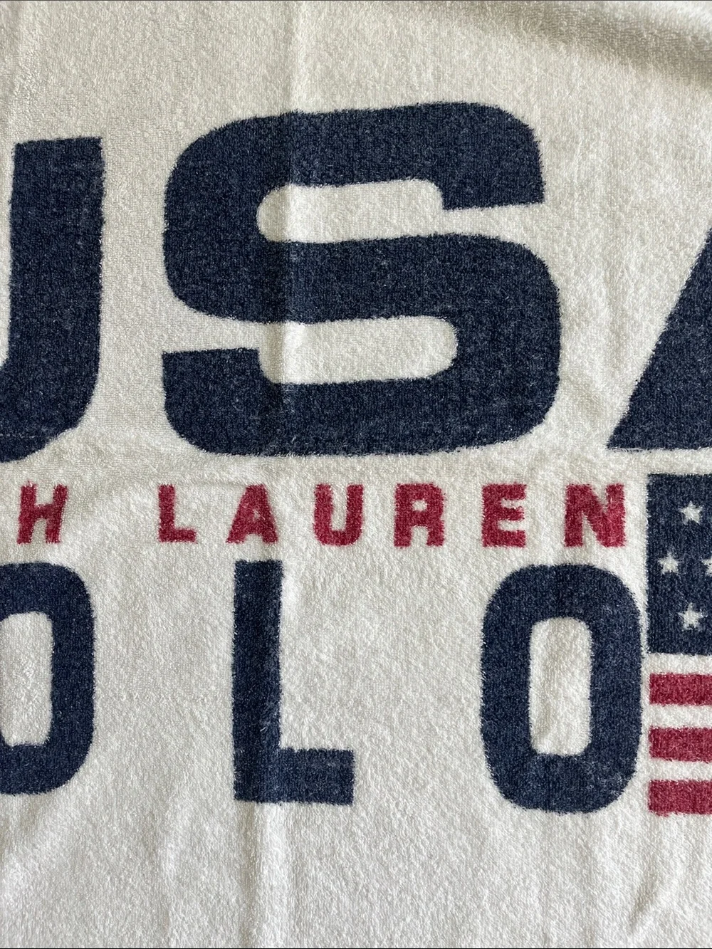 Vintage Ralph Lauren USA POLO flag beach towel 90’s Y2K cotton oversized 34x66”
